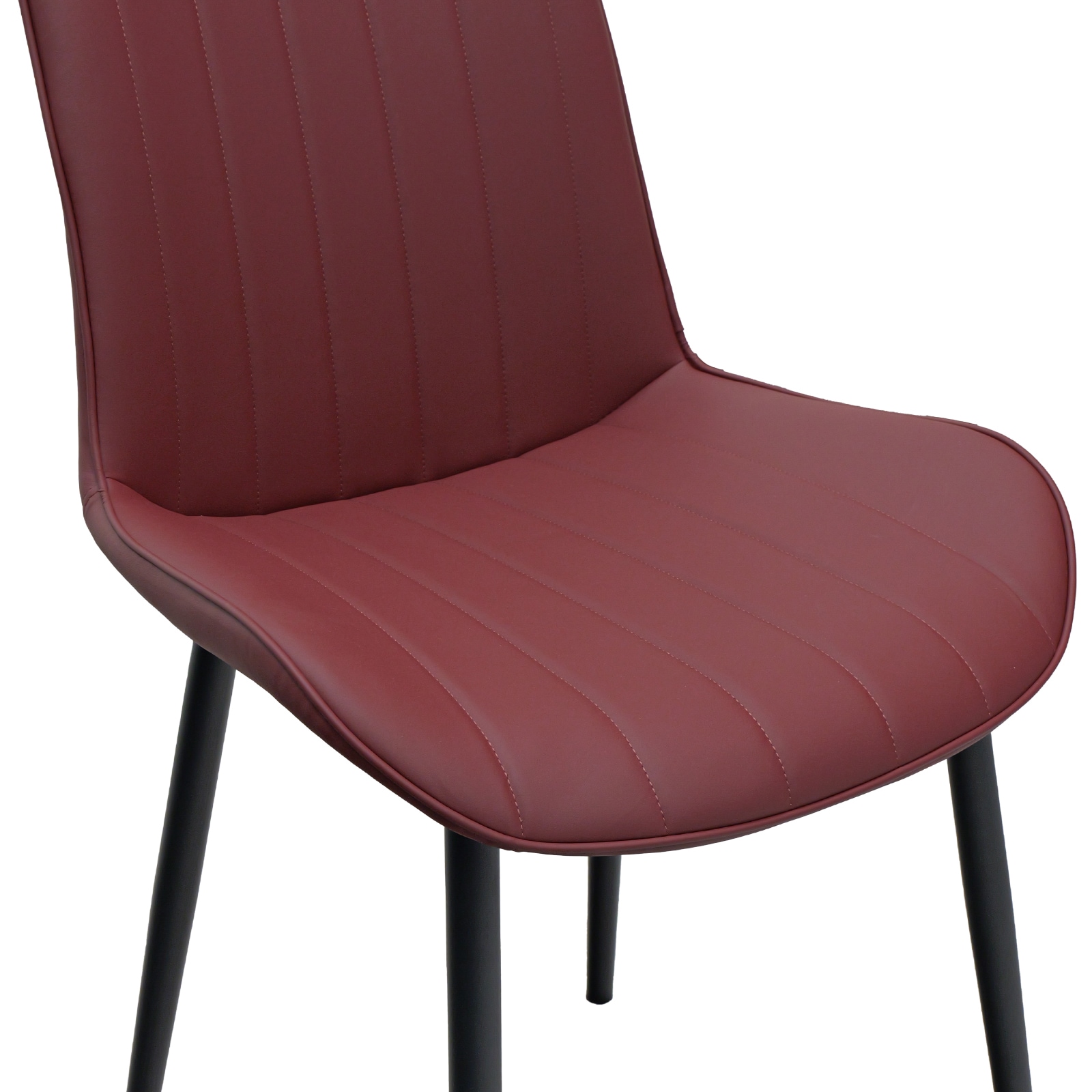 Wine Red PU Leather Dining Chair with Metal Legs, Wave Pattern Upholstered Armless Chair Set of 4 for Kitchen, Restaurant, Living, Meeting Room Wine Red PU Leather Dining Chair with Metal Legs, Wave Pattern Upholstered Armless Chair Set of 4 for Kitchen, Restaurant, Living, Meeting Room